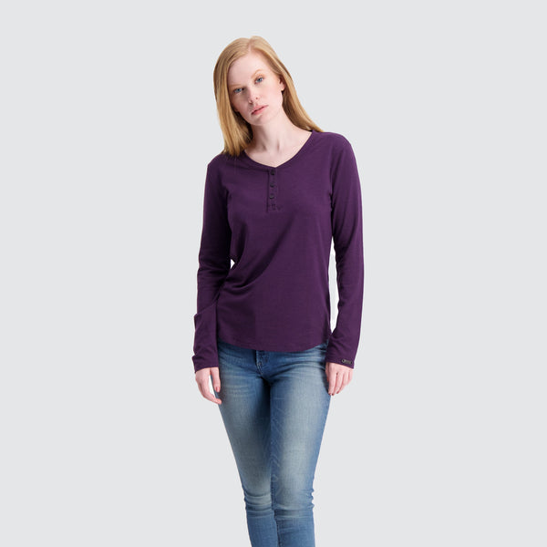 Two Blind Brothers - Womens Women's LS Relaxed Fit Henley Plum