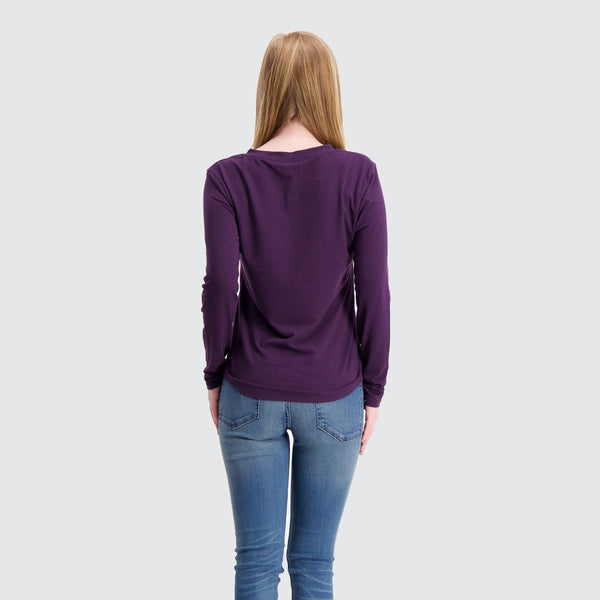 Two Blind Brothers - Womens Women's LS Relaxed Fit Henley Plum