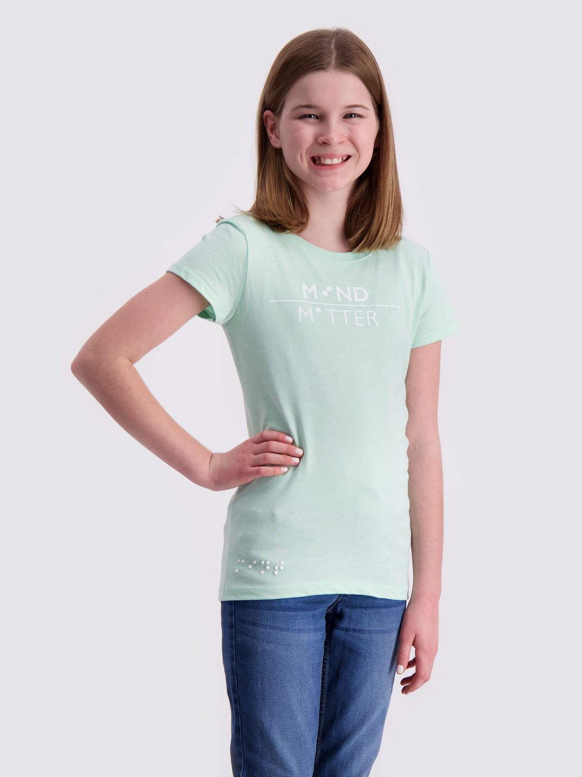 Two Blind Brothers -  Girls' Mind Over Matter Graphic Tee Mint