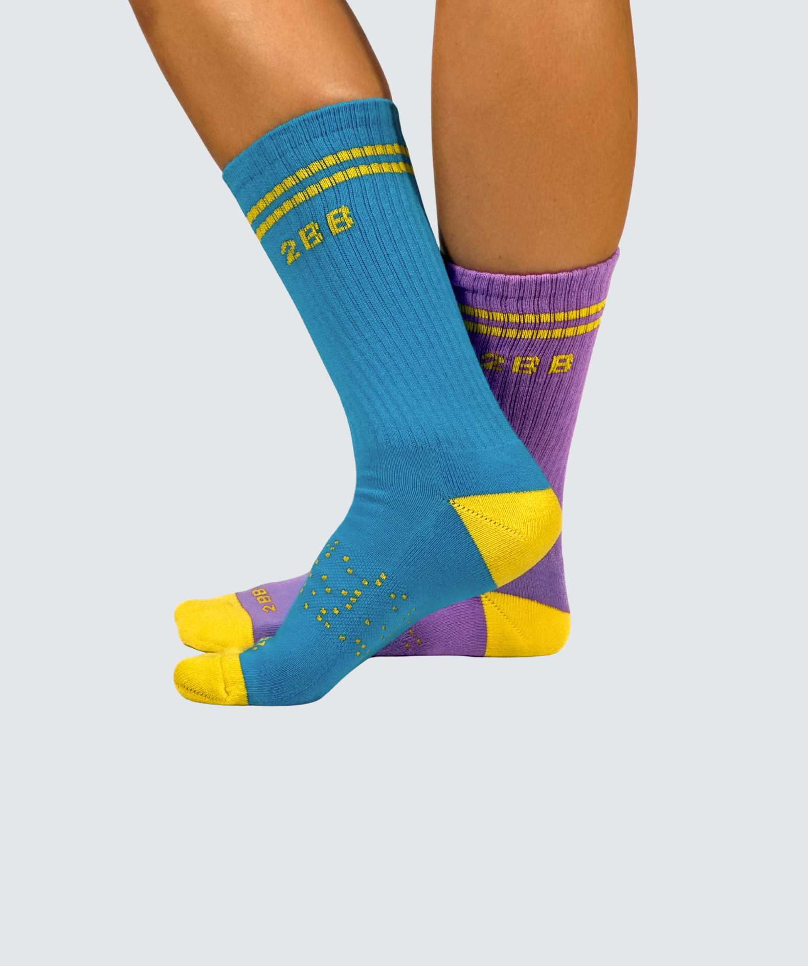 Two Blind Brothers - Gift Mismatched Calf Sock Bundle (3 Pairs) Blue-Yellow