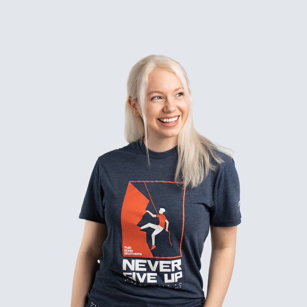 Two Blind Brothers - Womens Women's "Never Give Up" Graphic Crewneck Navy