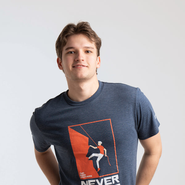 Two Blind Brothers - Mens Men's "Never Give Up" Graphic Crewneck Navy