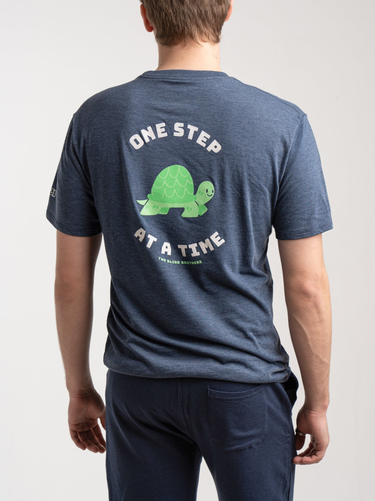 Two Blind Brothers - Mens Men's "One Step at a Time" Graphic Crewneck Navy