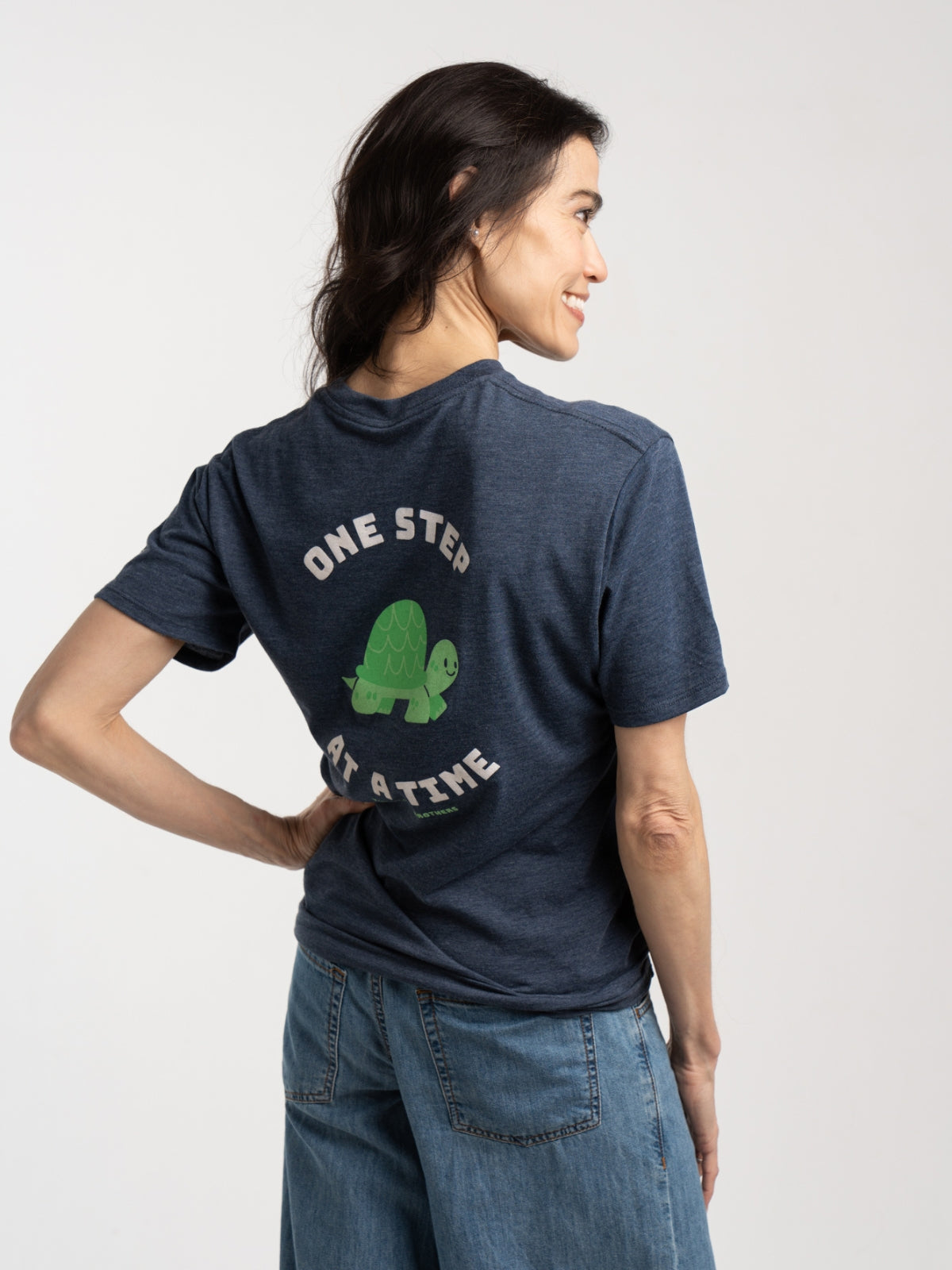 Two Blind Brothers - Womens Women's "One Step at a Time" Graphic Crewneck Navy