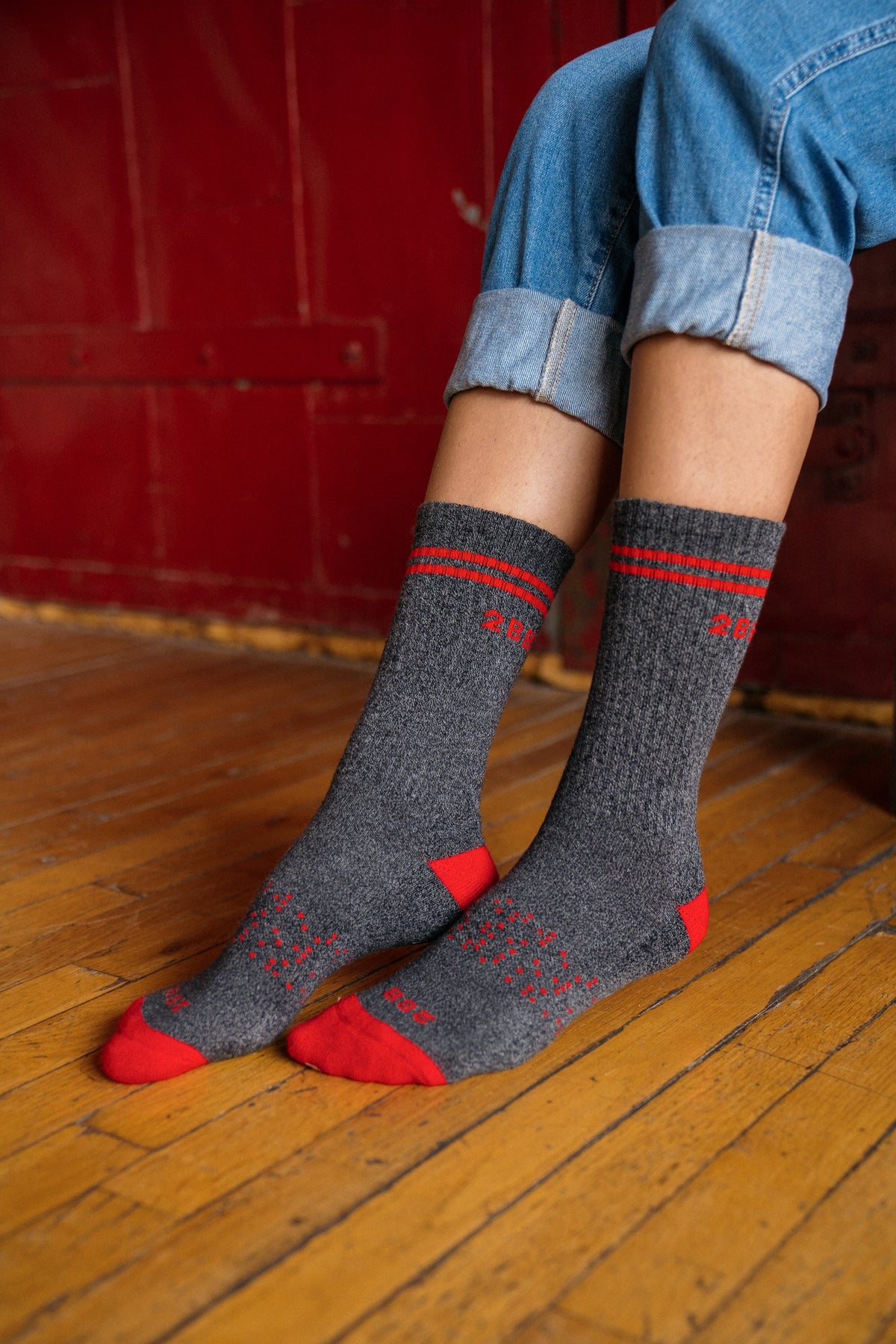 Two Blind Brothers - SOCK COLLECTION Red Calf Sock Red