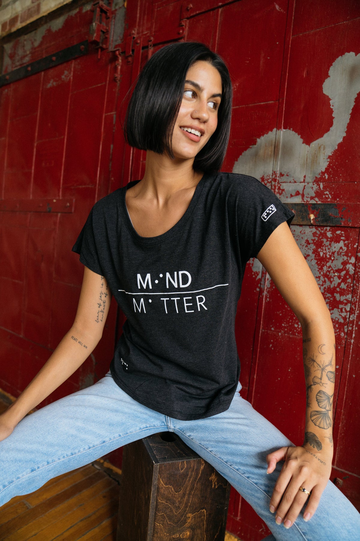 Two Blind Brothers - Womens Women's "Mind Over Matter" Graphic Dolman Black