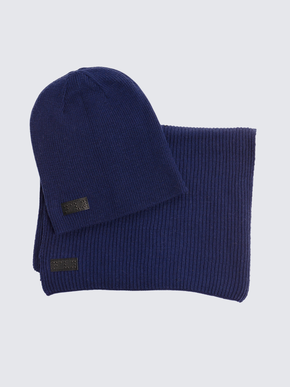 Two Blind Brothers - Gift Beanie & Scarf Ribbed Knit Set Navy