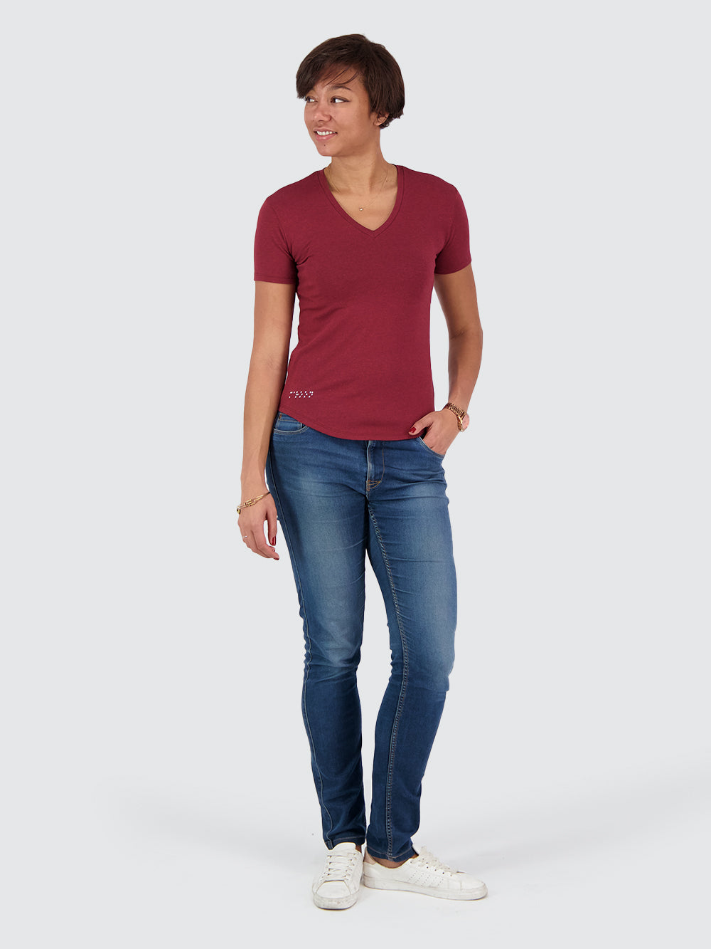 Two Blind Brothers - Womens Women's Short Sleeve V-Neck Tee Maroon