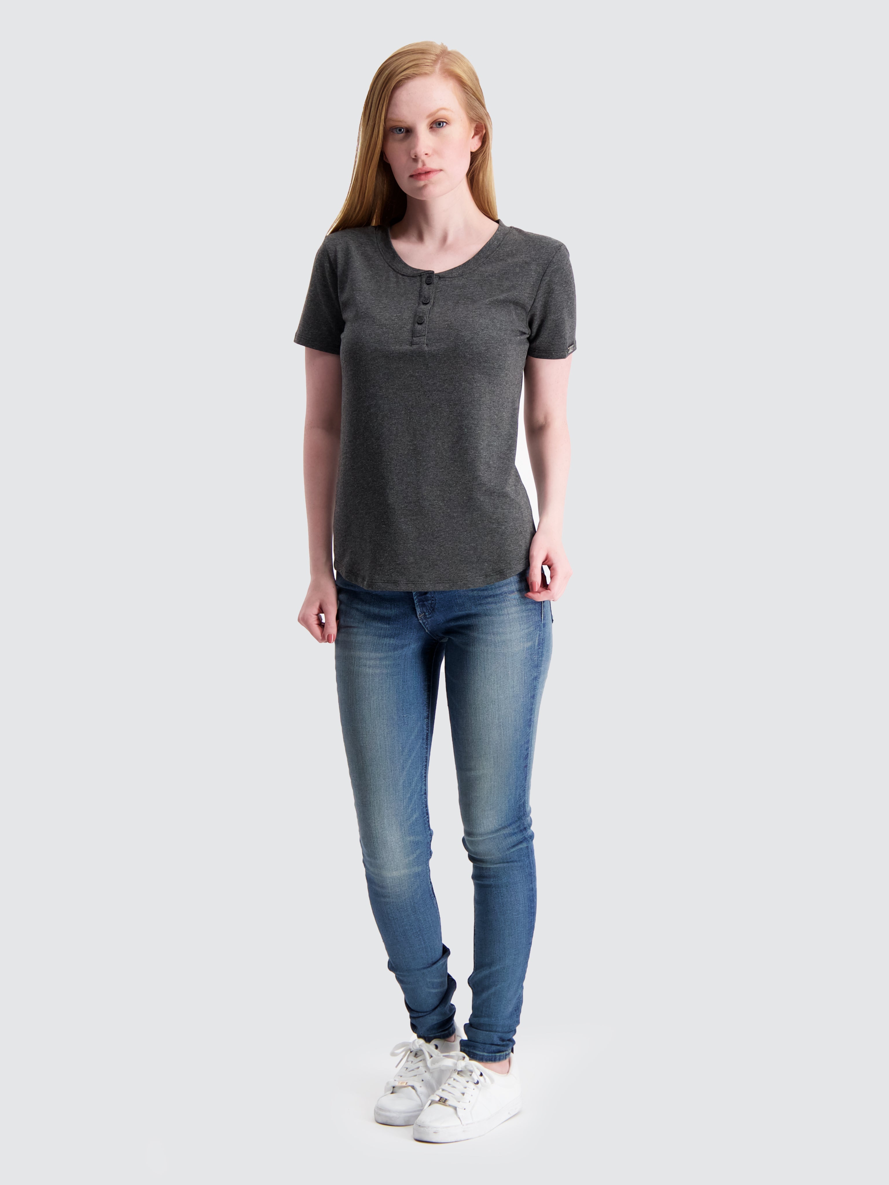 Two Blind Brothers - Womens Women's SS Henley Charcoal