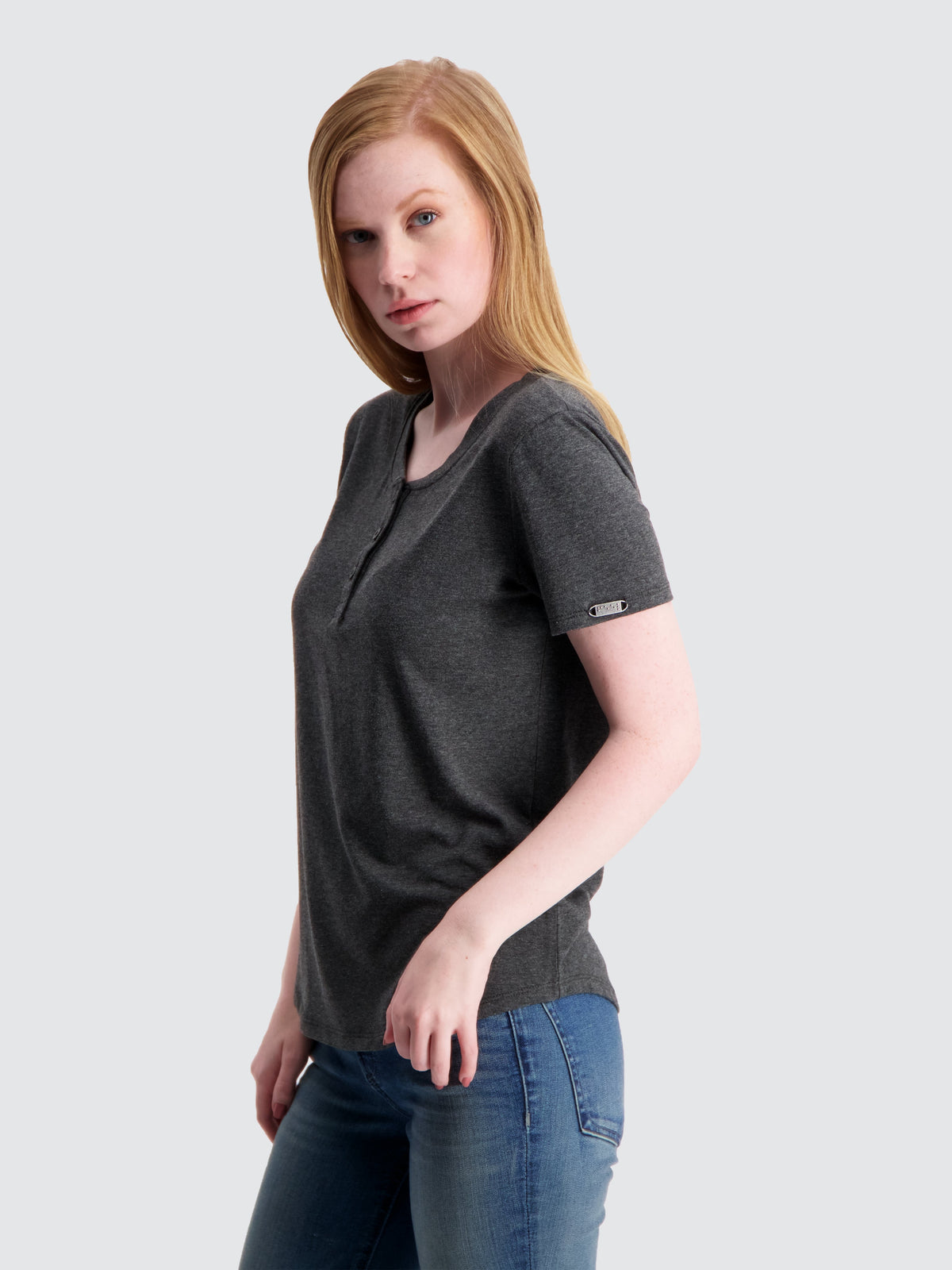 Two Blind Brothers - Womens Women's Short Sleeve Henley Charcoal