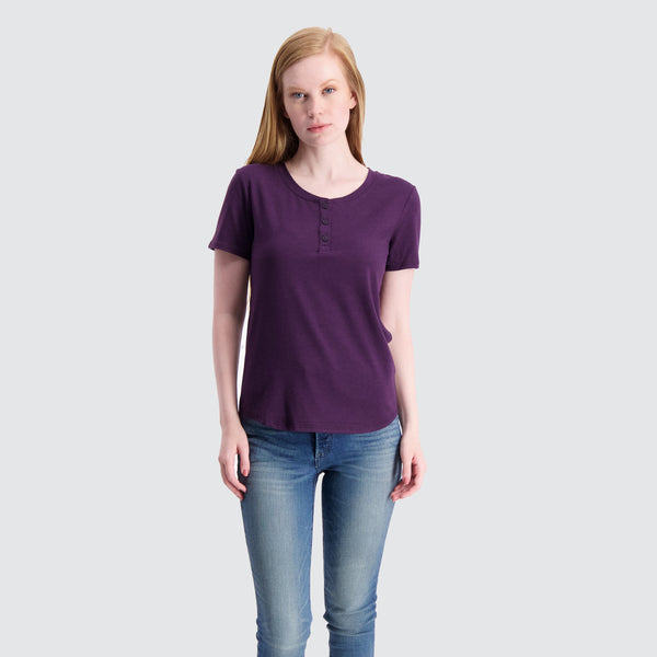 Two Blind Brothers - Womens Women's SS Henley Plum