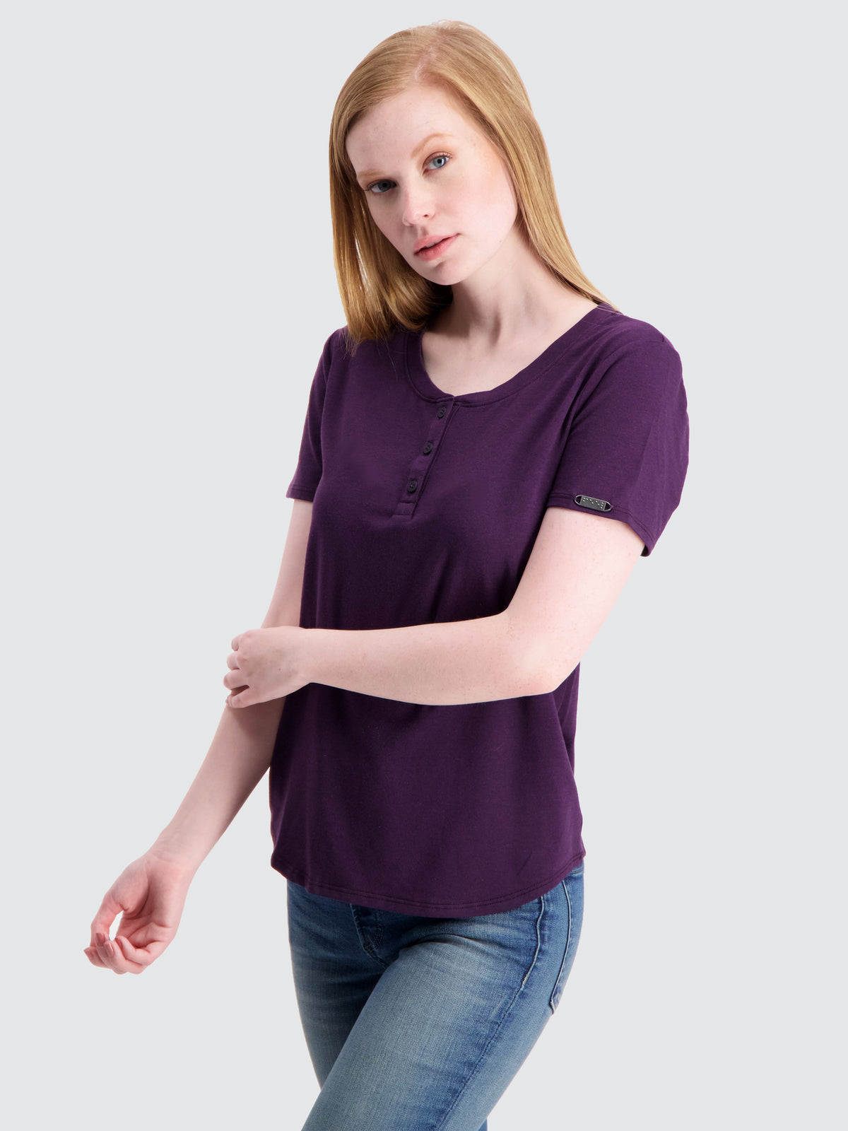 Two Blind Brothers - Womens Women's SS Henley Plum