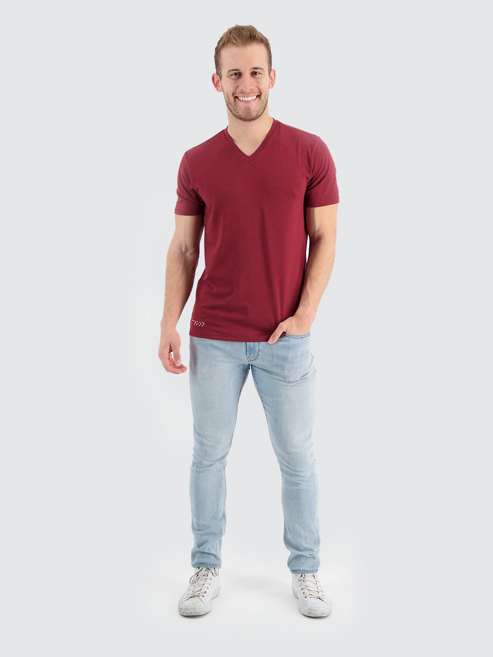 Two Blind Brothers - Mens Men's SS V-Neck Tee Maroon