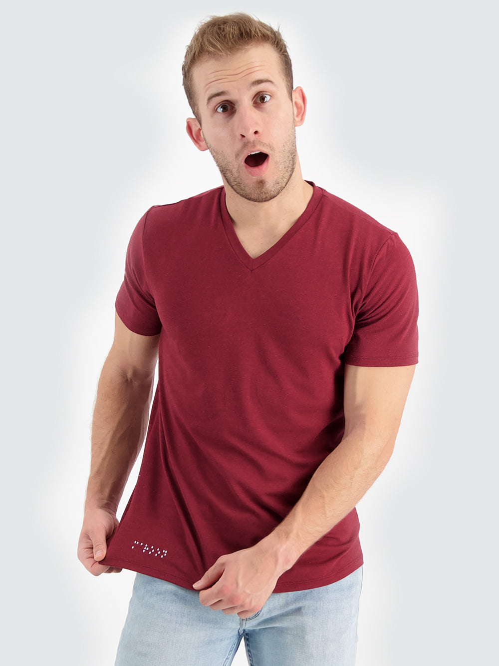 Two Blind Brothers - Mens Men's SS V-Neck Tee Maroon