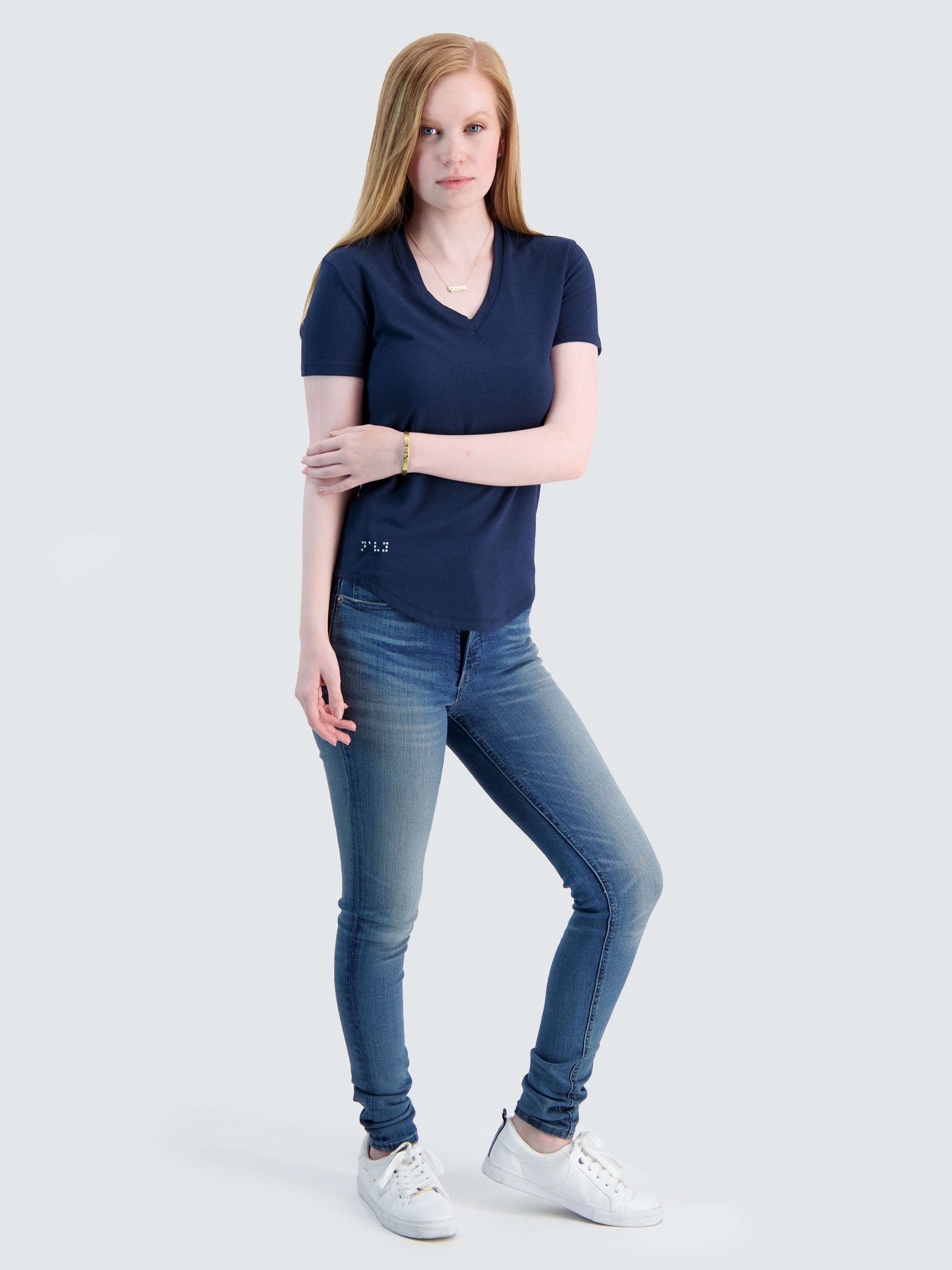 Two Blind Brothers - Womens Women's Short Sleeve V-Neck Tee Navy