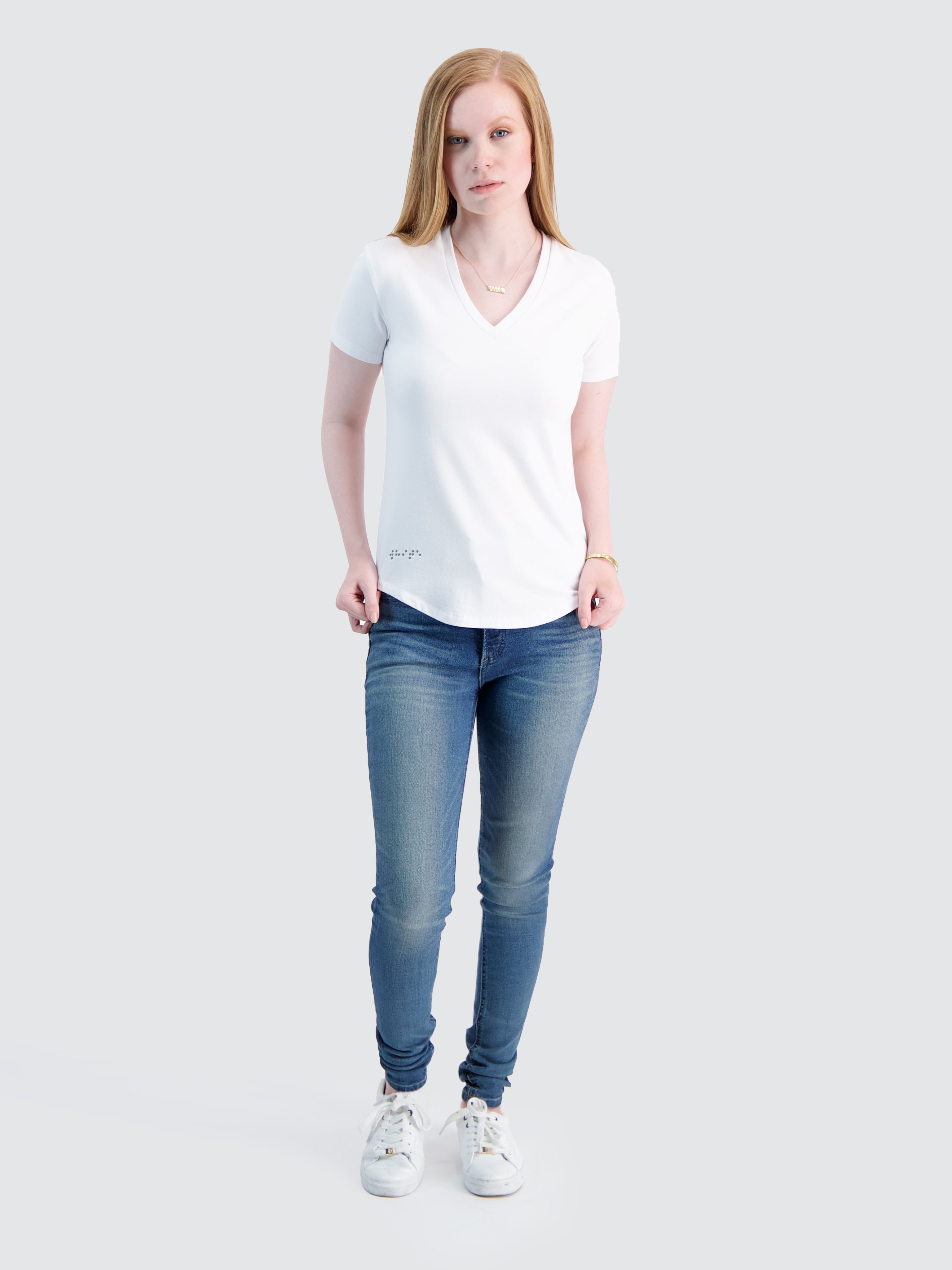 Two Blind Brothers - Womens Women's Short Sleeve V-Neck Tee White