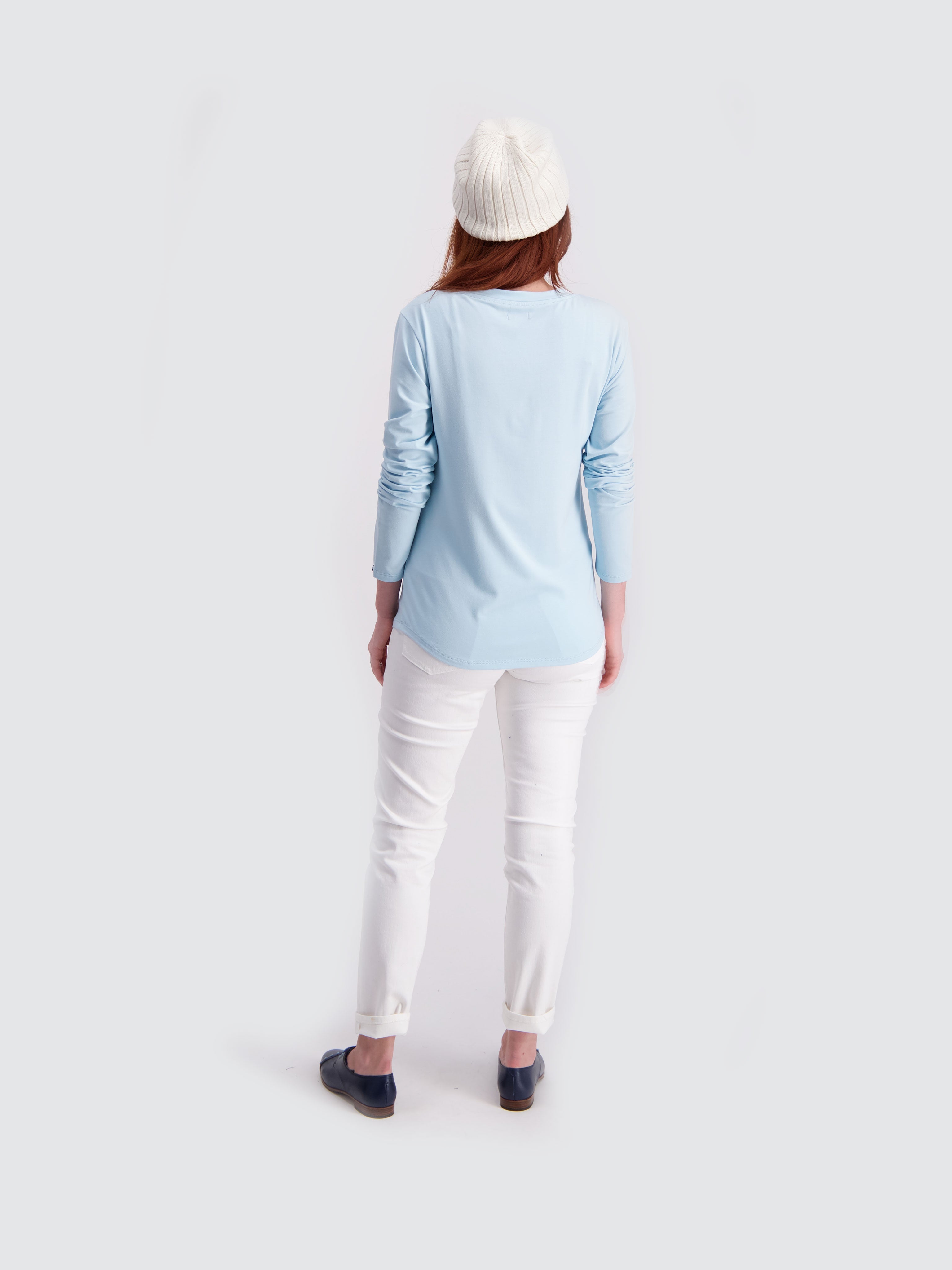 Two Blind Brothers - Womens Women's LS Relaxed Fit Henley Light-Blue
