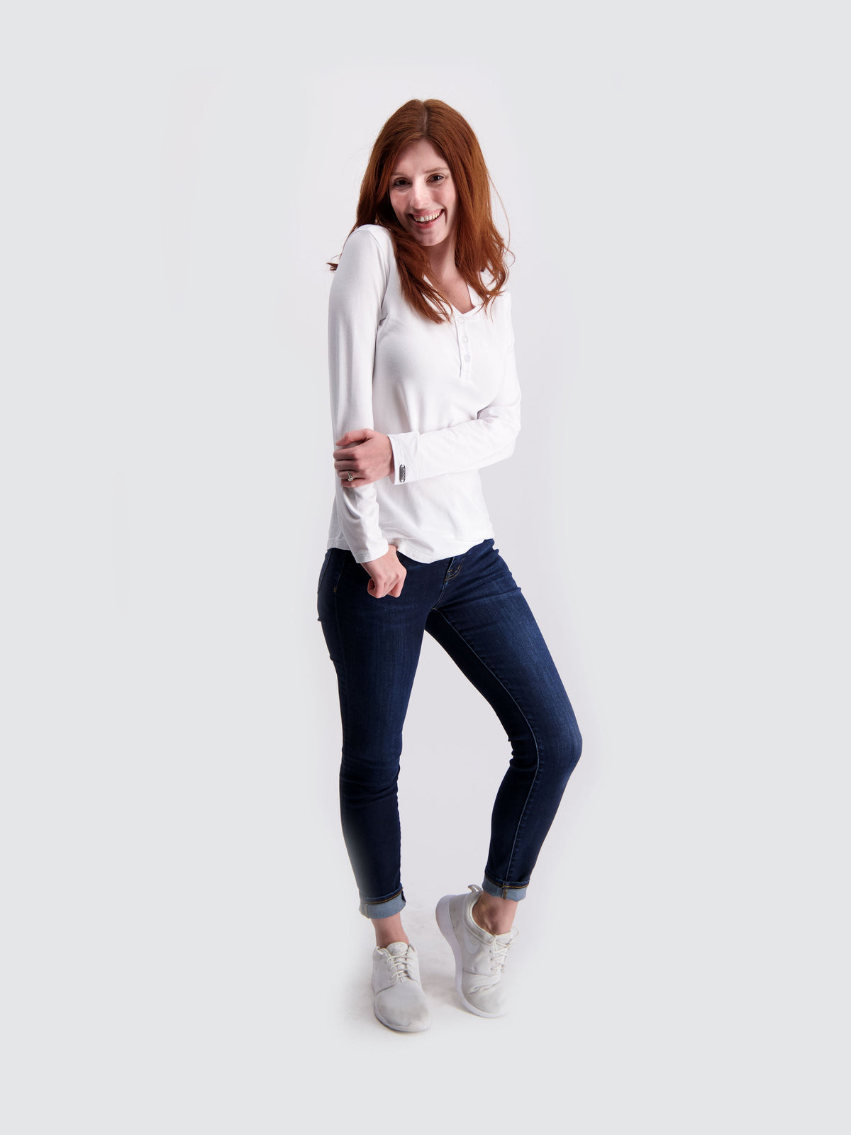 Two Blind Brothers - Womens Women's Long Sleeve Relaxed Fit Henley Light-Grey