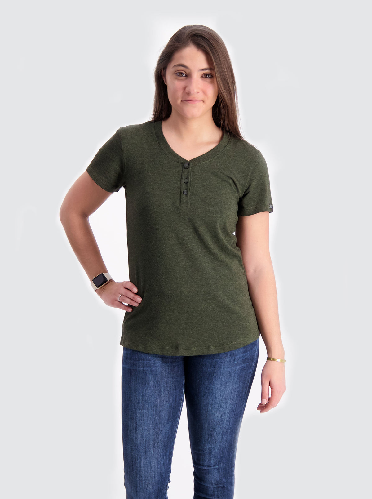 Two Blind Brothers - Womens Women's Short Sleeve Henley Charcoal