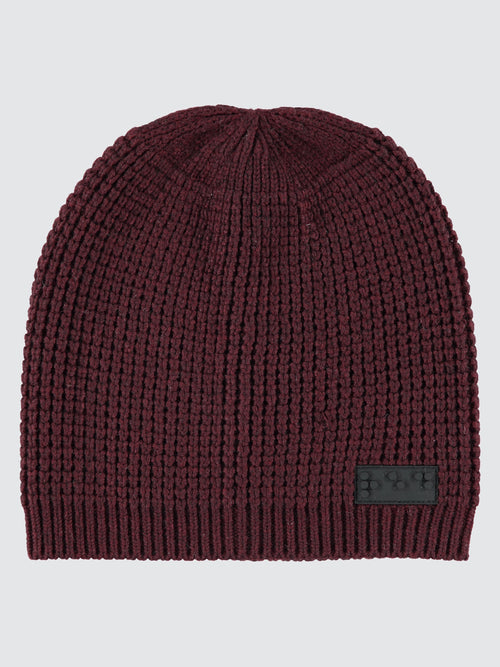 Waffle Knit Beanies in Maroon