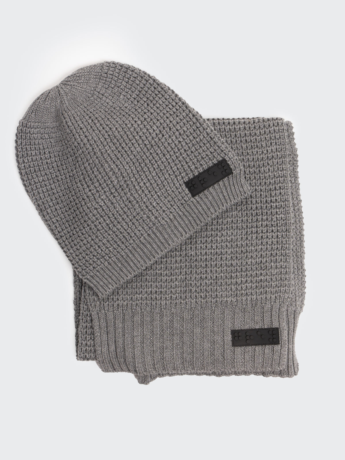 Two Blind Brothers - Gift Waffle Knit Beanie & Scarf Set Grey