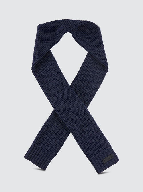 Waffle Knit Scarf in Navy