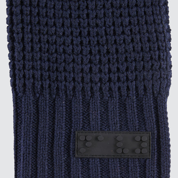 Two Blind Brothers - Gift Waffle Knit Beanie & Scarf Set Navy