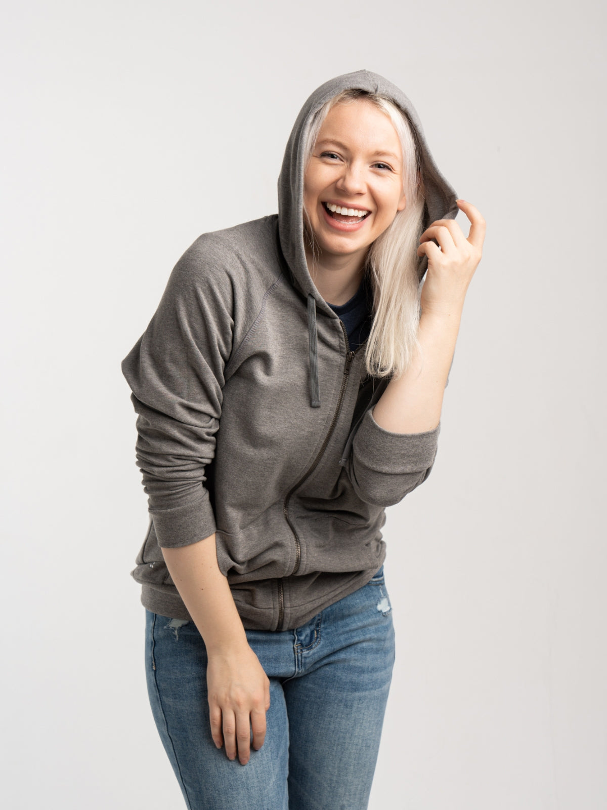 Two Blind Brothers - Womens Women's Zip-Up Hoodie Medium-Grey-Heather