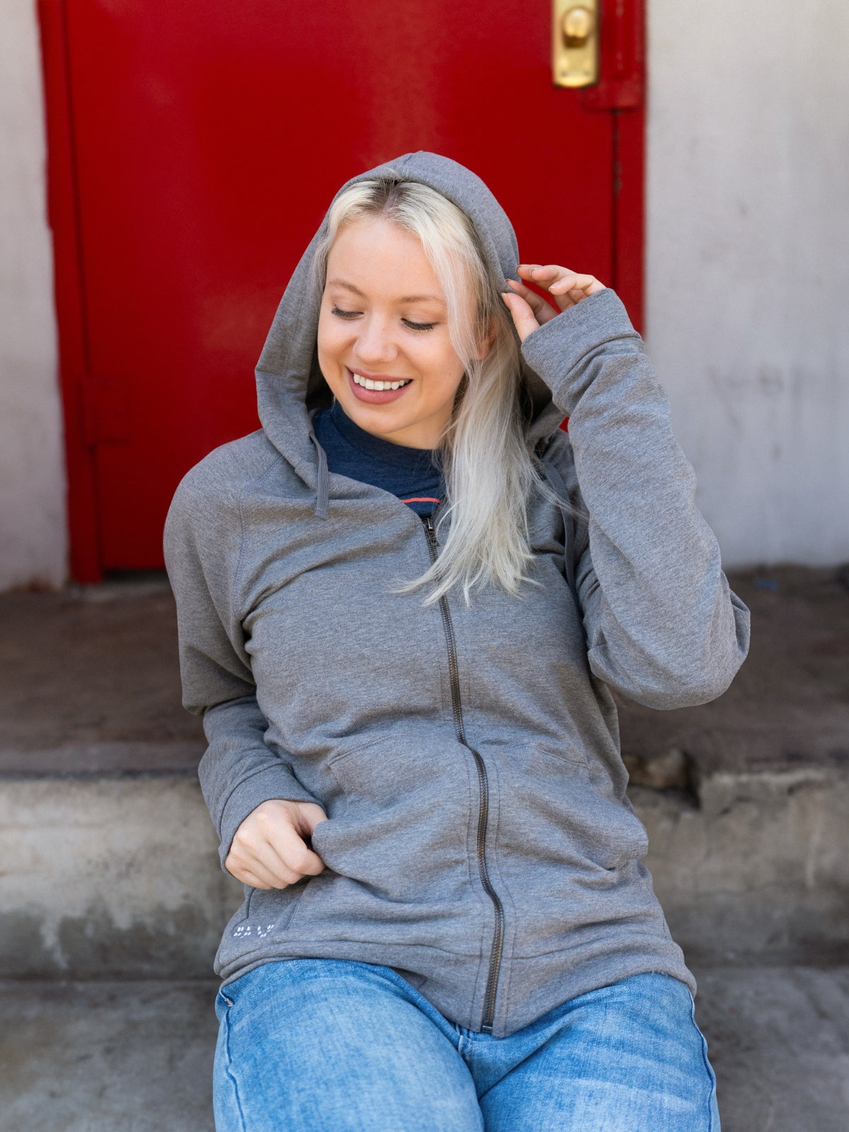 Two Blind Brothers - Womens Women's Zip-Up Hoodie Medium-Grey-Heather