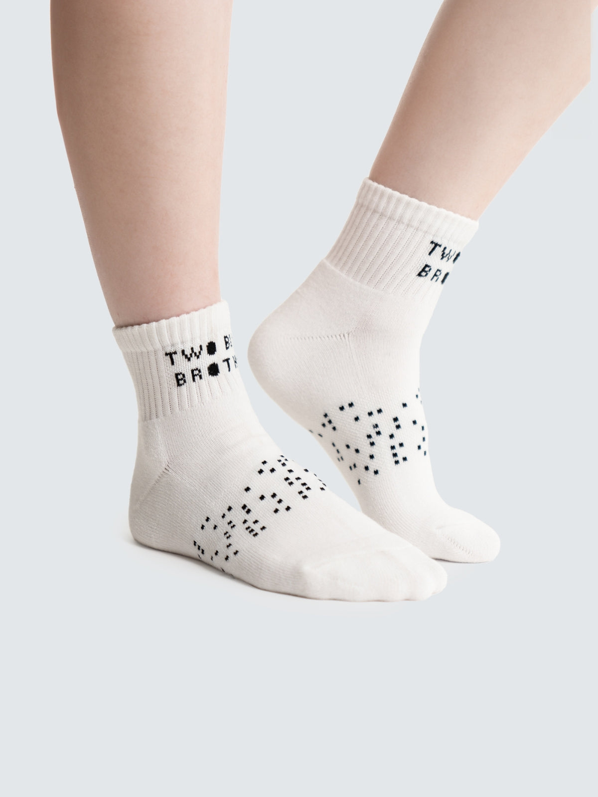 Two Blind Brothers - Gift Coolmax Quarter Sock Black + White Bundle (2 Pairs) Black