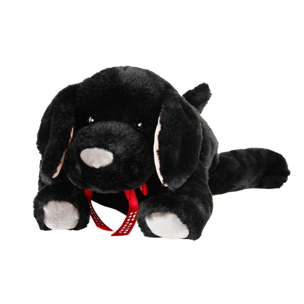 Two Blind Brothers - Guide Dog BEACON Black-dog-stuffed-animal-laying-down