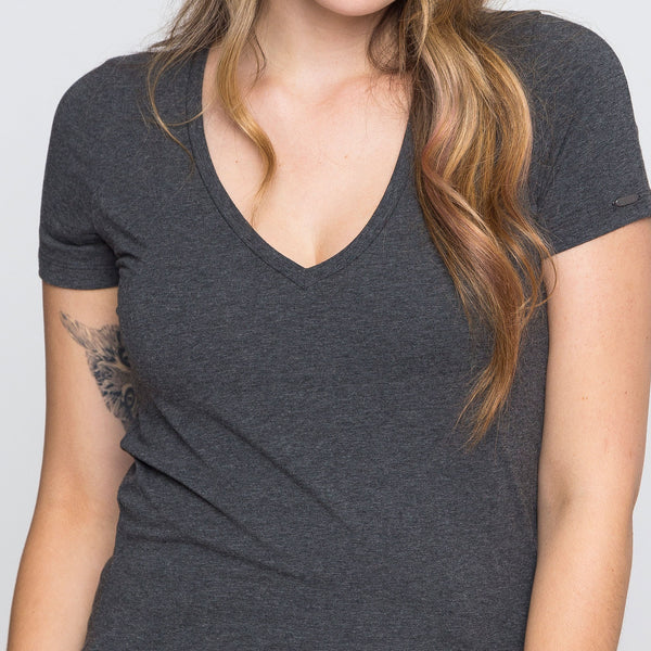 Two Blind Brothers - Womens Women's "Feel" V-Neck Charcoal