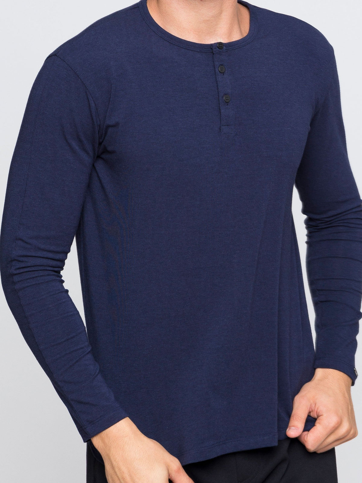 Two Blind Brothers - Mens Men's Long Sleeve Henley Navy