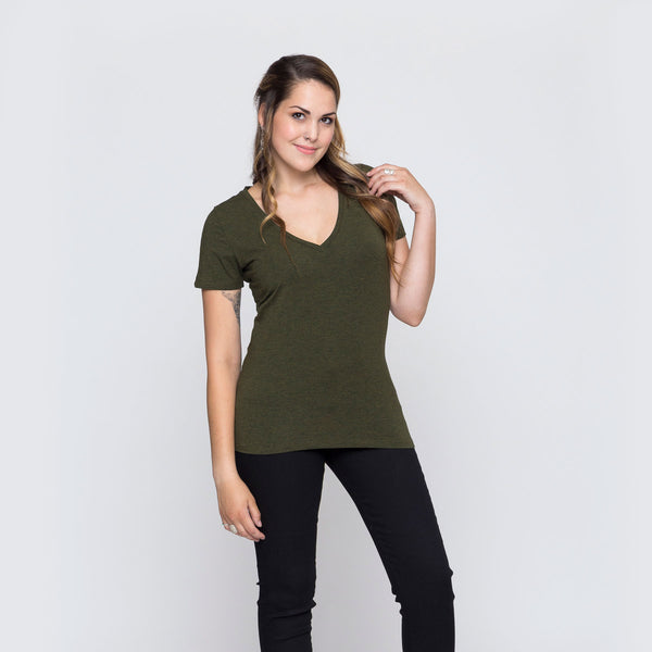 Two Blind Brothers - Womens Women's "Feel" V-Neck Forest
