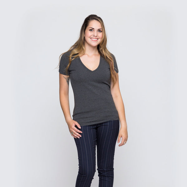 Two Blind Brothers - Womens Women's "Feel" V-Neck Charcoal