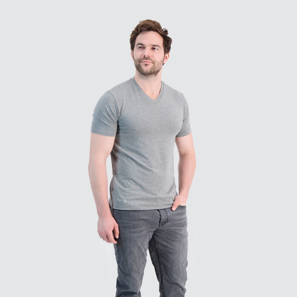 Two Blind Brothers - Mens Men's SS V-Neck Tee Medium-Grey-Heather