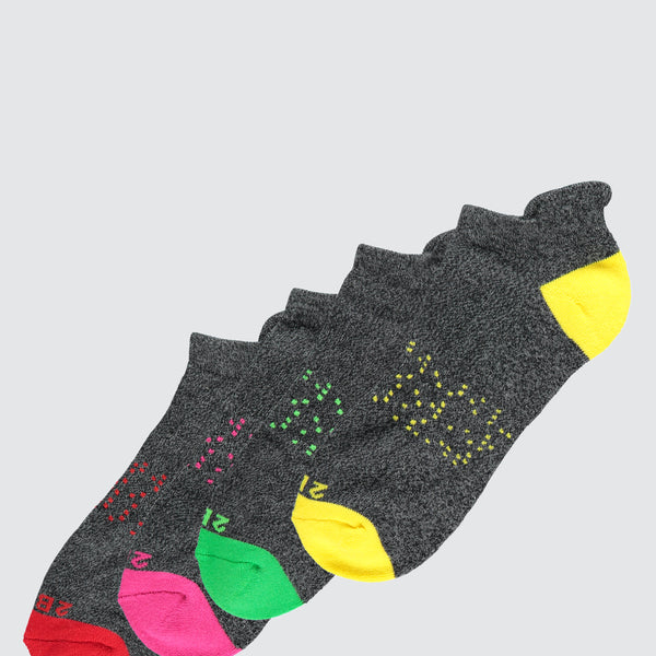 Two Blind Brothers - Gift 2BB Ankle Sock Bundle (4 Pairs) Red-Pink-Green-Yellow