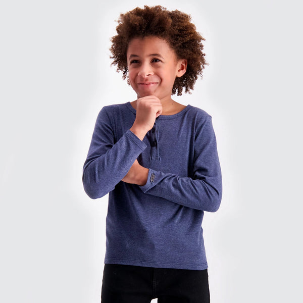 Two Blind Brothers -  Kids' Long Sleeve Henley Navy