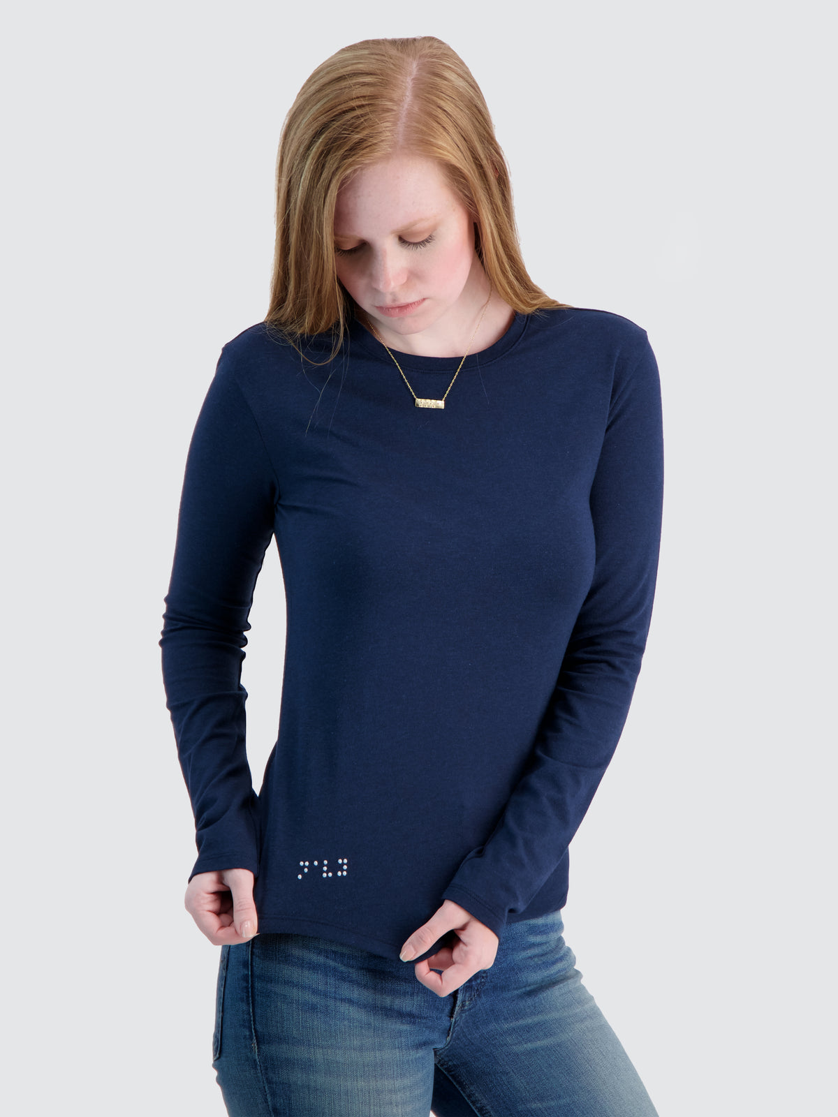 Two Blind Brothers - Womens Women's Long Sleeve Crewneck Washed-Navy