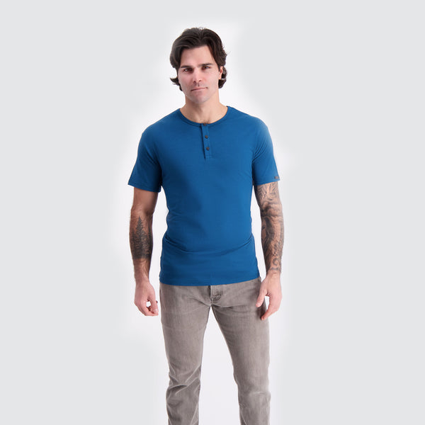 Two Blind Brothers - Mens Men's SS Henley Solid Teal