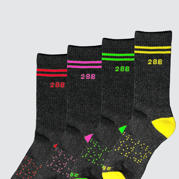Two Blind Brothers - Gift 2BB Calf Sock Bundle (4 Pairs) Red-Purple-Green-Yellow
