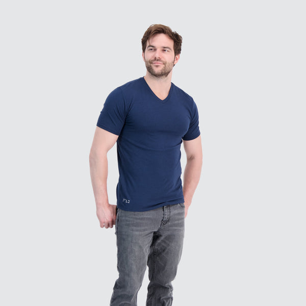 Two Blind Brothers - Mens Men's SS V-Neck Tee Navy