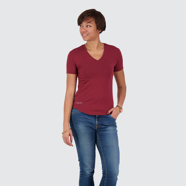 Two Blind Brothers - Womens Women's Short Sleeve V-Neck Tee Maroon