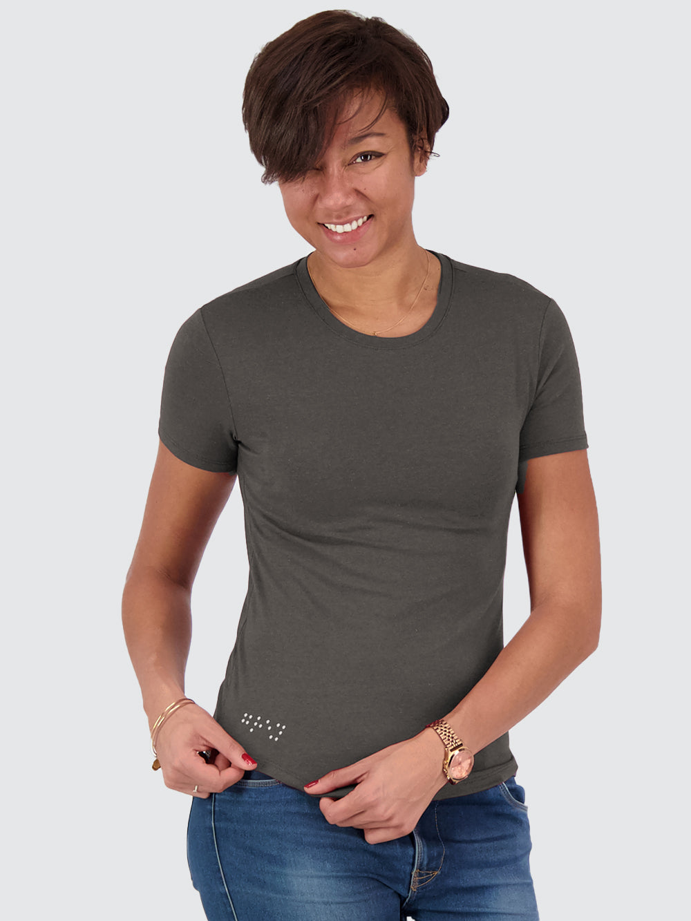 Two Blind Brothers - Womens Women's Short Sleeve Crewneck Graphite-Grey