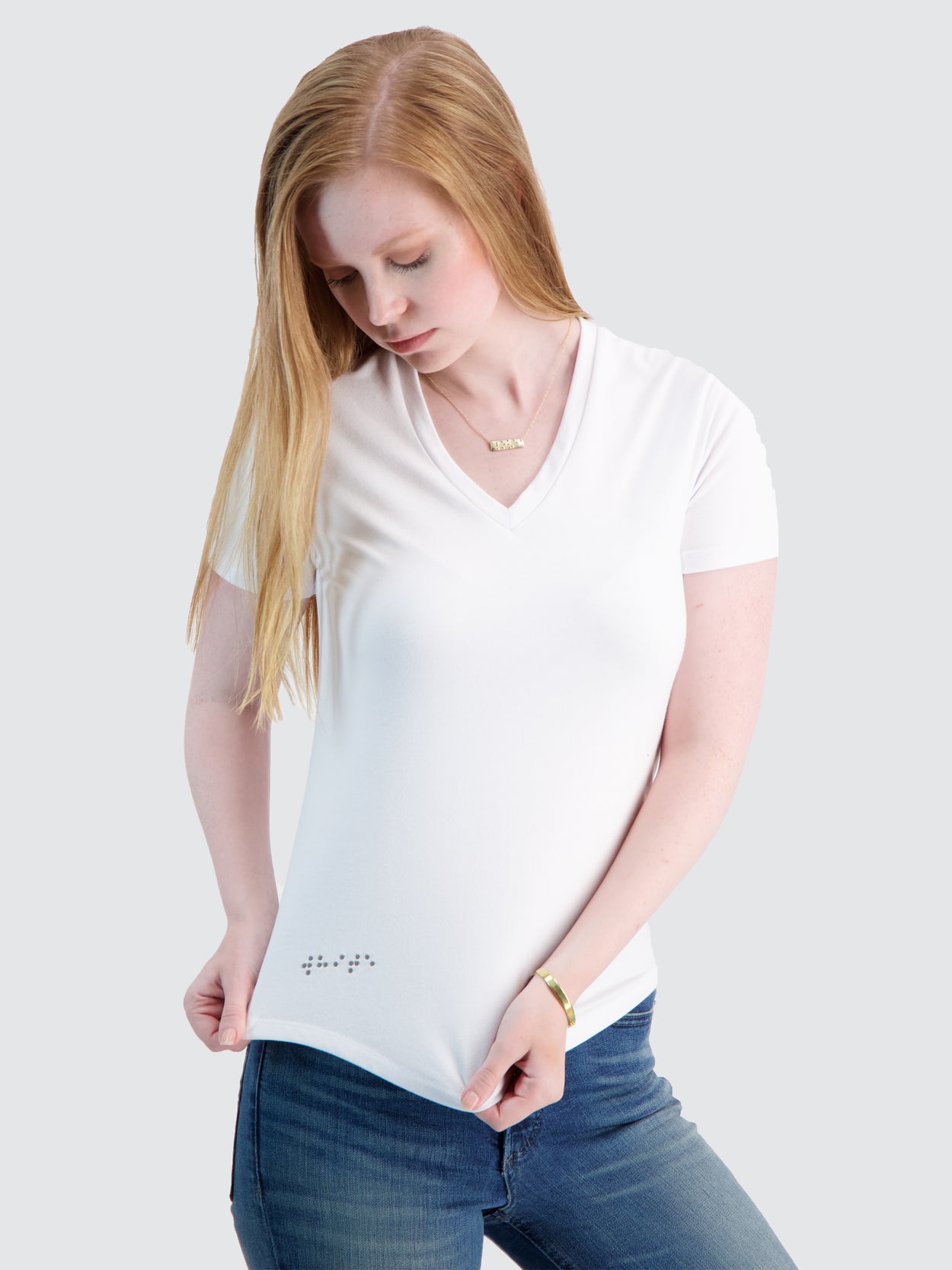 White V-Neck Short Sleeve Tee