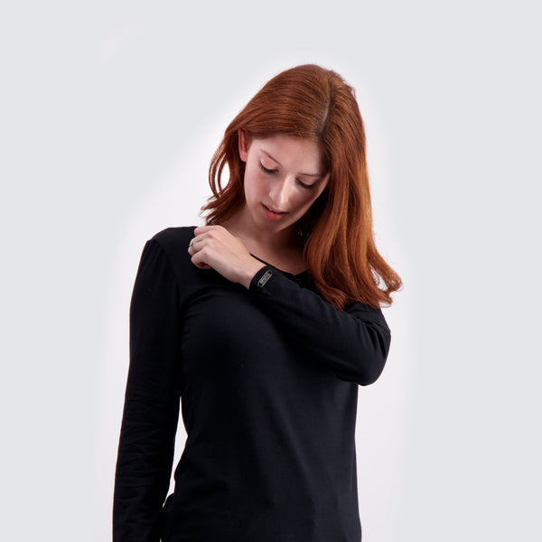 Two Blind Brothers - Womens Women's Long Sleeve Relaxed Fit Henley Black