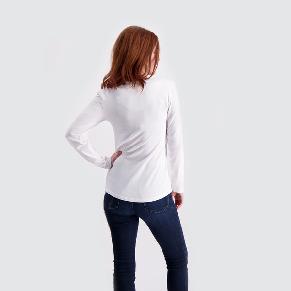 Two Blind Brothers - Womens Women's Long Sleeve Relaxed Fit Henley White